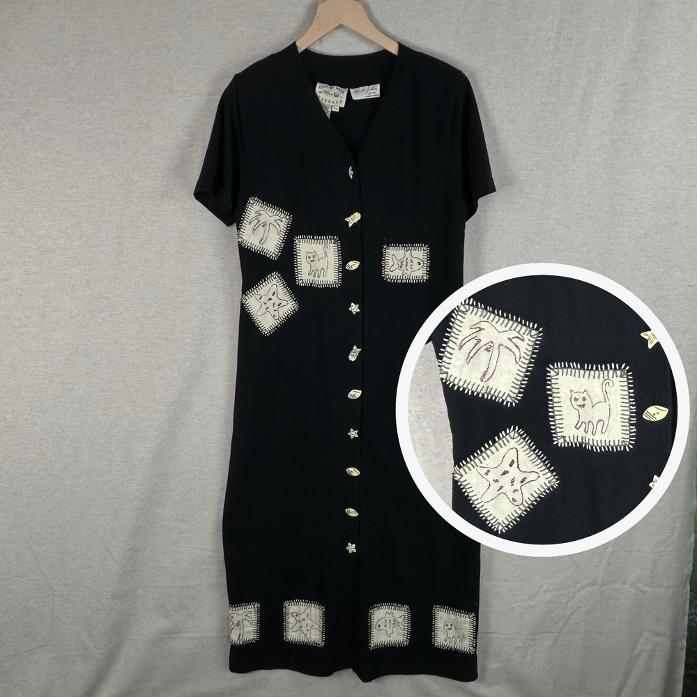 Vintage Country Wear Womens Button Up Maxi Dress Size M Petite Unique Teacher